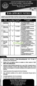 Official Advertisement of Planning and Development Department job Muzaffarabad 2024