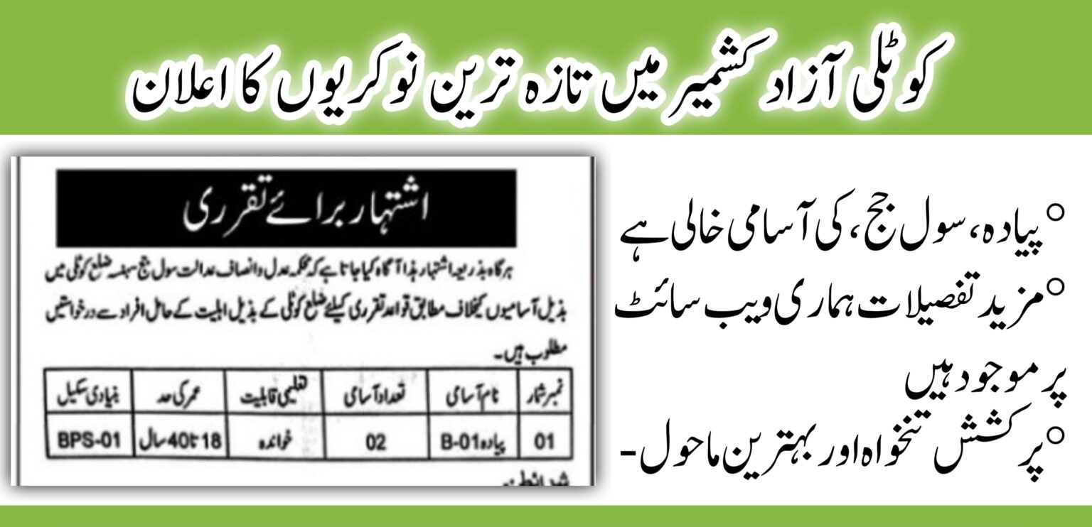 How to Apply for Piyada Jobs in Civil Judge Kotli Azad Kashmir 2024