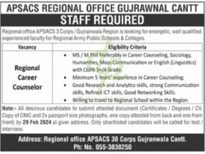 Official Job Advertisement of APSACS Regional Office Gujranwala Jobs 2024