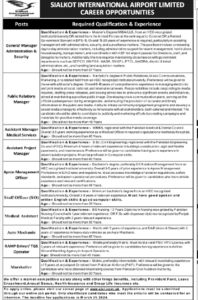 Sialkot Airport Limited Jobs Advertisement 2024